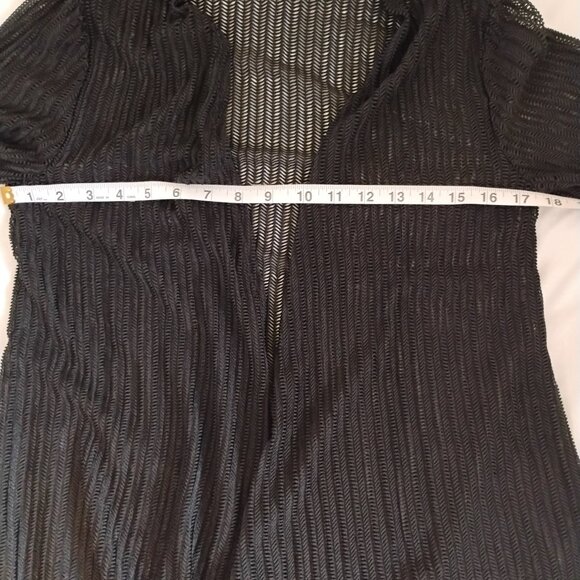 Agenda black open front sheer stretch mesh sweater light weight whimsigoth sz M - Picture 8 of 8